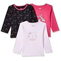 Amazon Brand - Jam & Honey Baby-Girl's 100% Soft & Pure Cotton Long Sleeve Stylish Comfy Printed T-Shirts (Pack of 3)