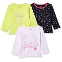 Amazon Brand - Jam &amp; Honey Baby-Girl's 100% Soft &amp; Pure Cotton Long Sleeve Stylish Comfy Printed T-Shirts (Pack of 3)