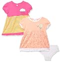 Amazon Brand - Jam &amp; Honey Baby-Girl's 100% Soft &amp; Pure Cotton Above The Knee Short Sleeve Casual Dress with Panty Set