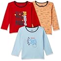 Amazon Brand - Jam &amp; Honey Baby Boy's Full Sleeves T-Shirt | 100% Cotton Printed Regular Fit T-Shirts | New Born Baby Clothes - 0 to 24 Months (Pack of 3)