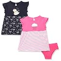 Amazon Brand - Jam &amp; Honey Baby-Girl's 100% Soft &amp; Pure Cotton Above The Knee Short Sleeve Casual Dress with Panty Set