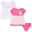Amazon Brand - Jam & Honey Baby-Girl's 100% Soft & Pure Cotton Above the Knee Short Sleeve Casual Dress with Panty Set