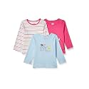 Amazon Brand - Jam &amp; Honey Baby-Girl's 100% Soft &amp; Pure Cotton Long Sleeve Stylish Comfy Printed T-Shirts (Pack of 3)