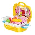 Amazon Brand - Jam &amp; Honey Barbie Kitchen Set Toy for Kids 2+ Years, Pretend Play Cooking Set with Portable Suitcase, Kitchen Playset, Role Play Toy, BIS Certified Safe