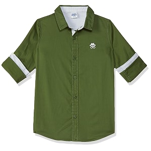 amazon brand - symbol regular fit boys 100 cotton solid print full sleeves shirt  age 2-12 years