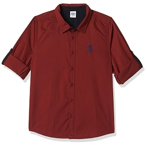 amazon brand - symbol regular fit boys 100 cotton solid print full sleeves shirt  age 2-12 years