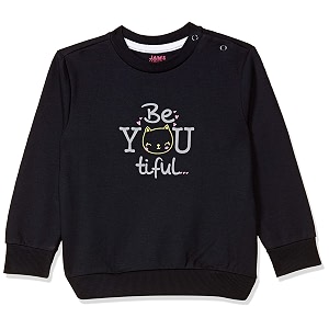 amazon brand - jam amp honey cotton baby-girls crew neck sweatshirt