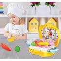Amazon Brand - Jam &amp; Honey Kids Kitchen Set Toy with Portable Suitcase, Pretend Play Cooking Set for Boys &amp; Girls 2+ Years, BIS Certified, Non-Toxic, Safe for Kids, Realistic Utensils, Multicolour