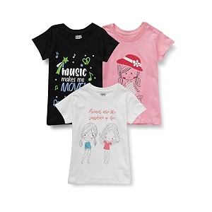amazon brand - jam amp honey girls cotton graphic printed half sleeves t-shirt  regular fit  soft amp breathable  age 9-16 years available in pack of 5 amp pack of 3