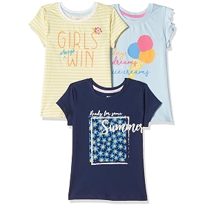 amazon brand - jam amp honey girls cotton graphic printed half sleeves t-shirt  regular fit  soft amp breathable  age 9-16 years available in pack of 5 amp pack of 3