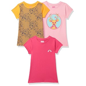 amazon brand - jam amp honey girls 100 cotton printed half sleeves t-shirt  age 2-12 years pack of 3