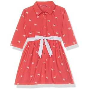 amazon brand - jam amp honey girls knee length dress  cotton frocks for girls  western dress for girls  floral printed casual dress for girls  ages 2-12