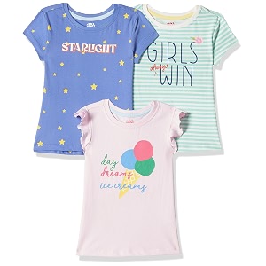 amazon brand - jam amp honey regular fit girls 100 cotton printed half sleeves t-shirt  age 2-12 years