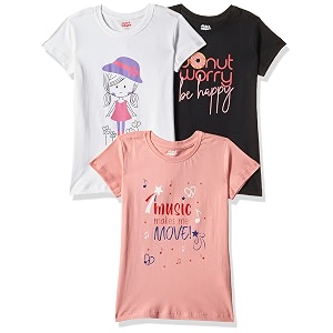 amazon brand - jam amp honey girls 100 cotton printed half sleeves t-shirt  age 2-12 years pack of 3