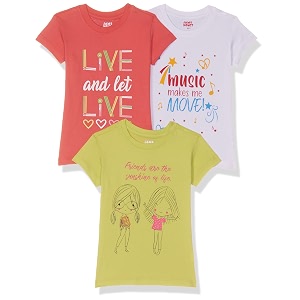 amazon brand - jam amp honey girls 100 cotton printed half sleeves t-shirt  age 2-12 years pack of 3
