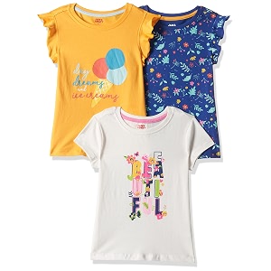 amazon brand - jam amp honey regular fit girls 100 cotton printed half sleeves t-shirt  age 2-12 years