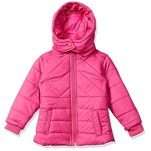 amazon brand - symbol girls girls quilted standard length winter jacket with detachable hood