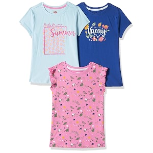 amazon brand - jam amp honey girls cotton graphic printed half sleeves t-shirt  regular fit  soft amp breathable  age 9-16 years available in pack of 5 amp pack of 3