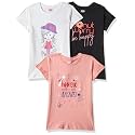 Amazon Brand - Jam &amp; Honey Girls 100% Cotton Printed Half Sleeves T-Shirt | Age 2-12 Years (Pack of 3)