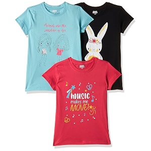 amazon brand - jam amp honey regular fit girls 100 cotton printed half sleeves t-shirt  age 2-12 years