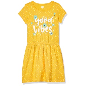 amazon brand - jam amp honey girls girls 100 cotton printed knee length one piece dress  age 2-12 years