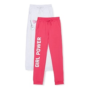 amazon brand - symbol regular girls 100 cotton printed track pants joggers