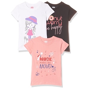amazon brand - jam amp honey girls 100 cotton printed half sleeves t-shirt  age 2-12 years pack of 3