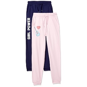amazon brand - symbol regular girls 100 cotton printed track pants joggers