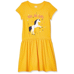 amazon brand - jam amp honey girls girls 100 cotton printed knee length one piece dress  age 2-12 years
