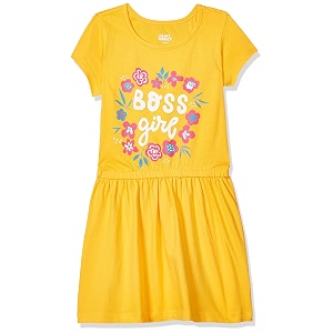 amazon brand - jam amp honey girls girls 100 cotton printed knee length one piece dress  age 2-12 years