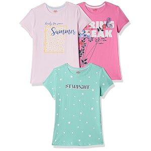 amazon brand - jam amp honey girls cotton graphic printed half sleeves t-shirt  regular fit  soft amp breathable  age 9-16 years available in pack of 5 amp pack of 3