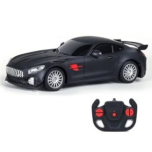 amazon brand - jam amp honey remote control car for kids  high-speed rc car with rechargeable lithium battery  type-c charging  led headlights  black