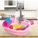 Amazon Brand - Jam &amp; Honey Kitchen Play Set for Kids, Pretend Play Sink Toy with Running Water, Utensils Set, Water Pump Kitchen Toy for Girls 2+ Years, Role Play Toys, BIS Certified Safe, Pink