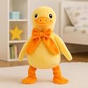 Amazon Brand - Jam &amp; Honey Quack Quack Duck with Bow | Soft Cuddly Toy for Kids | Sound Toy | BIS Certified | Yellow