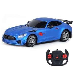 amazon brand - jam amp honey remote control car for kids  high-speed rc car with rechargeable lithium battery  type-c charging  led headlights  blue