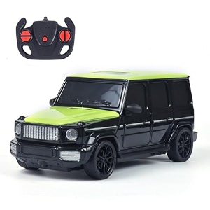 amazon brand - jam amp honey remote control car for kids  high-speed rc car with rechargeable lithium battery  type-c charging  led headlights  black