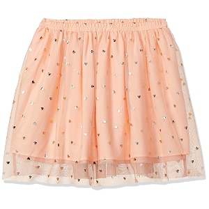amazon brand - jam amp honey girls voluminous skirt with a glittery or heart print on the top layer and elastic waistband lined