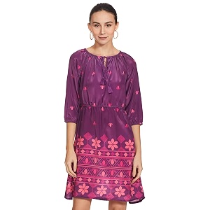 amazon brand - myx women39s printed a-line knee length dress in poly crepe available in plus sizes