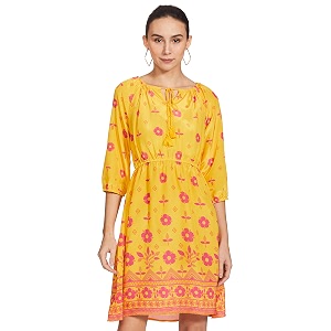 amazon brand - myx women39s printed a-line knee length dress in poly crepe available in plus sizes