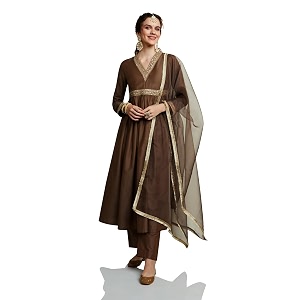 Amazon Brand - Myx Womens Embroidered Anarkali