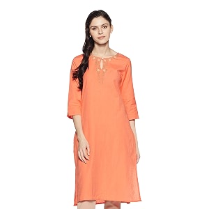 amazon brand - myx women39s embroidered regular fit kurta in cotton