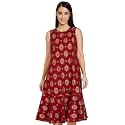 Amazon Brand - Myx A-line Sleeveless Dress (PAG 101_Golden JAAL RED_X-Small)