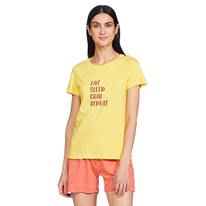 amazon brand - myx women39s cotton sleepwear pajama set aur-slp-04_yellow_xl