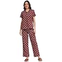 Amazon Brand - Myx Women Cotton Shirt and Relaxed Pajama Set | Night Suit Set (Available in Plus Sizes)