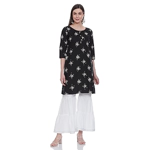 amazon brand - myx women printed kurta and sharara set in cotton available in plus sizes