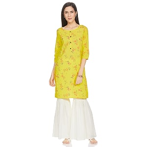 amazon brand - myx women printed kurta and sharara set in cotton available in plus sizes