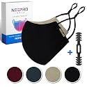 Cotton Face Mask for Men and Women, Reversible, Washable, Anti-Bacterial Mask with Adjustable Ear Loops, Nose Pin and Free Mask Adjuster Strap (Large, 6)