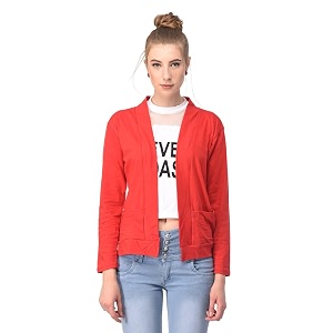 amazon brand - nora nico women39s cotton full sleeves jacket poncho summer shrug for ladies-red xs