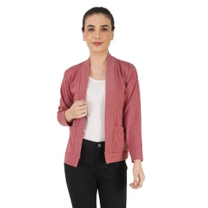 amazon brand - nora nico women39s cotton full sleeves jacket poncho summer shrug for ladies-red melange s