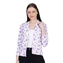 Nora Nico Women's 3XL Purple Cotton Printed Shrug - V-Neck Long Sleeve Cover-Up, Open Front, Trendy Floral Design, Casual Wear